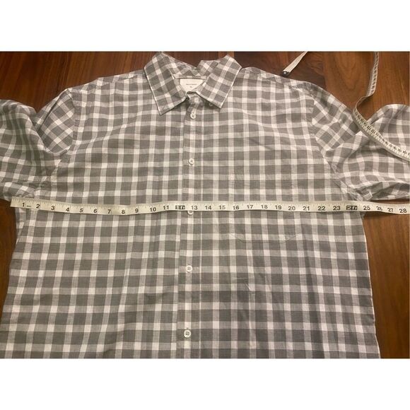 Billy Reid Men's Gray & White Gingham Cotton Standard Button Down Shirt XL - Picture 2 of 7